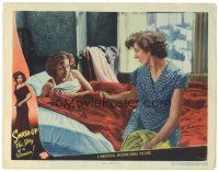 2k846 SMASH-UP LC #7 '46 woman looks at sexy Susan Hayward laying in bed, The Story of a Woman!