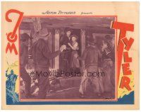 2k914 TOM TYLER LC '40s stock lobby card with cowboy star holding off baddies!