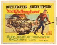 2k239 UNFORGIVEN TC '60 art of Burt Lancaster dragging Audrey Hepburn, directed by John Huston!