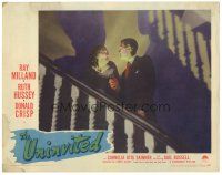 2k941 UNINVITED LC #3 '44 Ray Milland & Barbara Everest on the stairs of the haunted house!