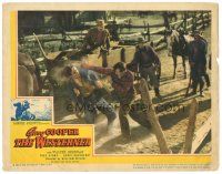 2k963 WESTERNER LC '40 cool image of Gary Cooper fighting w/men by wagon!