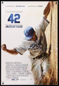 2m014 42 advance DS 1sh '13 baseball, image of Chadwick Boseman as Jackie Robinson sliding home!