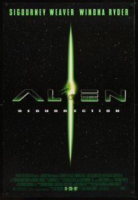 2m036 ALIEN RESURRECTION style B advance DS 1sh '97 Sigourney Weaver, Winona Ryder, sci-fi sequel!