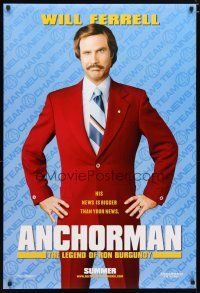2m046 ANCHORMAN teaser DS 1sh '04 The Legend of Ron Burgundy, image of newscaster Will Ferrell!