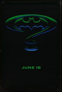2m082 BATMAN FOREVER teaser 1sh '95 Kilmer, Kidman, cool question mark & cowl design!