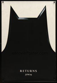 2m084 BATMAN RETURNS dated style teaser DS 1sh '92 cool image of batman's cowl!