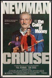 2m161 COLOR OF MONEY 1sh '86 Robert Tanenbaum artwork of Paul Newman & Tom Cruise playing pool!