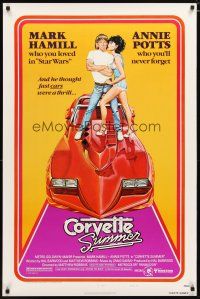 2m167 CORVETTE SUMMER style B 1sh '78 Mark Hamill & sexy Annie Potts + cool Chevrolet sports car