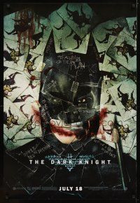 2m183 DARK KNIGHT wilding 1sh '08 cool playing card collage of Christian Bale as Batman!