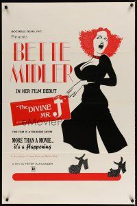 2m211 DIVINE MR. J 1sh '74 cool art of Bette Midler in her film debut, John Bassberger!