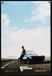 2m259 FAST & FURIOUS 6 teaser DS 1sh '13 cool image of Paul Walker on racetrack w/car!