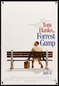 2m284 FORREST GUMP advance 1sh '94 Tom Hanks waiting for the bus, Robert Zemeckis!