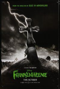 2m289 FRANKENWEENIE teaser DS 1sh '12 Tim Burton, horror image of wacky graveyard!