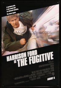 2m297 FUGITIVE advance DS 1sh '93 Harrison Ford is on the run from an obsessed detective!
