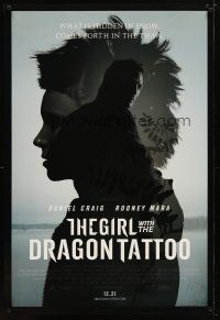 2m311 GIRL WITH THE DRAGON TATTOO advance DS 1sh '11 Daniel Craig, Rooney Mara in title role!