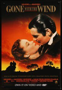 2m321 GONE WITH THE WIND video 1sh R98 Clark Gable, Vivien Leigh, Leslie Howard, classic!