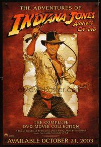 2m383 INDIANA JONES video 1sh '03 Indiana Jones Trilogy, art of adventurer w/whip!