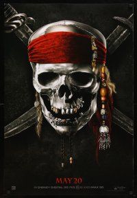 2m582 PIRATES OF THE CARIBBEAN: ON STRANGER TIDES teaser DS 1sh '11 skull & crossed swords!