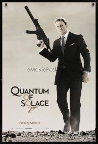 2m607 QUANTUM OF SOLACE teaser 1sh '08 Daniel Craig as Bond with H&K submachine gun!