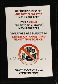 2m619 RECORDING DEVICES ARE NOT PERMITTED IN THIS THEATRE DS 1sh '90s recording movies is a crime!