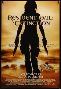 2m623 RESIDENT EVIL: EXTINCTION advance DS 1sh '07 silhouette of zombie killer Milla Jovovich!