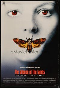2m667 SILENCE OF THE LAMBS style D DS 1sh '90 great image of Jodie Foster w/moth over mouth!