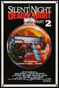 2m670 SILENT NIGHT DEADLY NIGHT 2 1sh '87 X-mas horror, huge image of Colt .45!