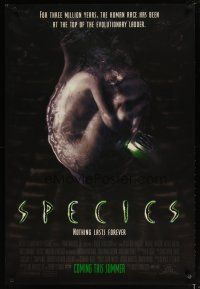 2m696 SPECIES advance 1sh '95 creepy artwork of alien Natasha Henstridge in embryo sac!