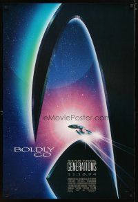 2m719 STAR TREK: GENERATIONS advance 1sh '94 cool sci-fi art of the Enterprise, Boldly Go!