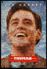 2m775 TRUMAN SHOW teaser DS 1sh '98 really cool mosaic art of Jim Carrey, Peter Weir