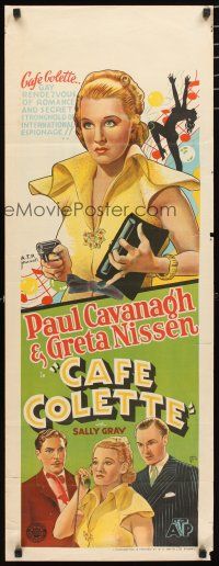 2p223 CAFE COLETTE long Aust daybill '41 Paul Cavanagh, Greta Nissen, Sally Gray, Frank Tyler art!