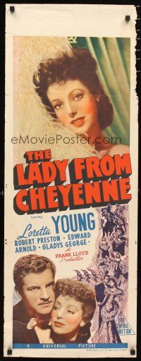 2p224 LADY FROM CHEYENNE long Aust daybill '41 great close-up of pretty Loretta Young, Preston!