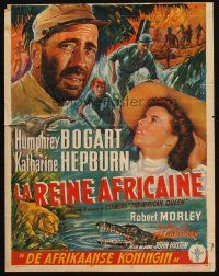 2p276 AFRICAN QUEEN Belgian '52 colorful different art of Humphrey Bogart & Katharine Hepburn!