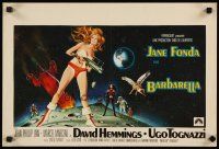 2p279 BARBARELLA Belgian '68 sexiest sci-fi art of Jane Fonda by Robert McGinnis, Roger Vadim