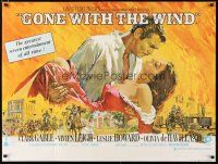 2p491 GONE WITH THE WIND British quad R70s Clark Gable, Vivien Leigh, all-time classic!