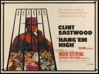 2p492 HANG 'EM HIGH British quad '68 Clint Eastwood, they hung the wrong man, cool art by Kossin!