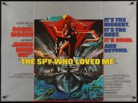 2p007 SPY WHO LOVED ME British quad '77 cool artwork of Roger Moore as James Bond by Bob Peak!