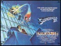 2p540 SUPERMAN III British quad '83 art of Christopher Reeve flying + Richard Pryor!