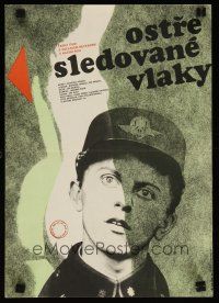 2p797 CLOSELY WATCHED TRAINS Czech 11x16 '66 coming-of-age classic, different art by Zalesak!