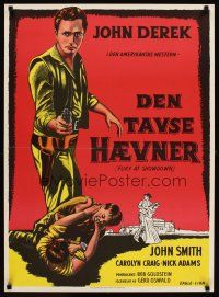 2p677 FURY AT SHOWDOWN Danish '57 John Derek is the gun-fighter they called yellow!