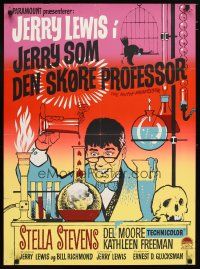 2p709 NUTTY PROFESSOR Danish '64 wacky art of director & star Jerry Lewis!