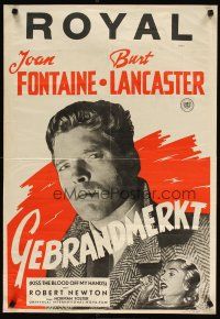 2p041 KISS THE BLOOD OFF MY HANDS Dutch '48 Joan Fontaine & image of fugitive Burt Lancaster!