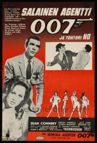 2p001 DR. NO Finnish '62 different art & images of Sean Connery as Bond & sexy Ursula Andress!