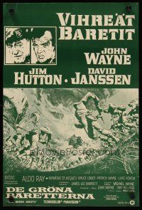 2p258 GREEN BERETS Finnish '68 John Wayne, David Janssen, Jim Hutton, cool Vietnam War art!