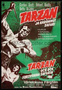 2p270 TARZAN & THE LOST SAFARI Finnish R70s great artwork of Gordon Scott in the title role!