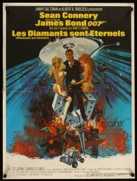 2p012 DIAMONDS ARE FOREVER French 23x32 '71 art of Sean Connery as James Bond by Robert McGinnis!