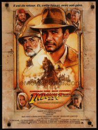 2p389 INDIANA JONES & THE LAST CRUSADE French 15x21 '89 art of Ford & Sean Connery by Drew Struzan