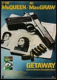2p181 GETAWAY German '72 Steve McQueen, Ali McGraw, Sam Peckinpah, cool gun & passports image!