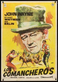 2p140 COMANCHEROS Spanish '62 Jano artwork of cowboy John Wayne, directed by Michael Curtiz!