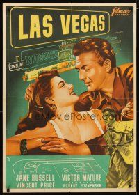 2p152 LAS VEGAS STORY Spanish '52 Victor Mature romances sexy Jane Russell & gives her jewelry!